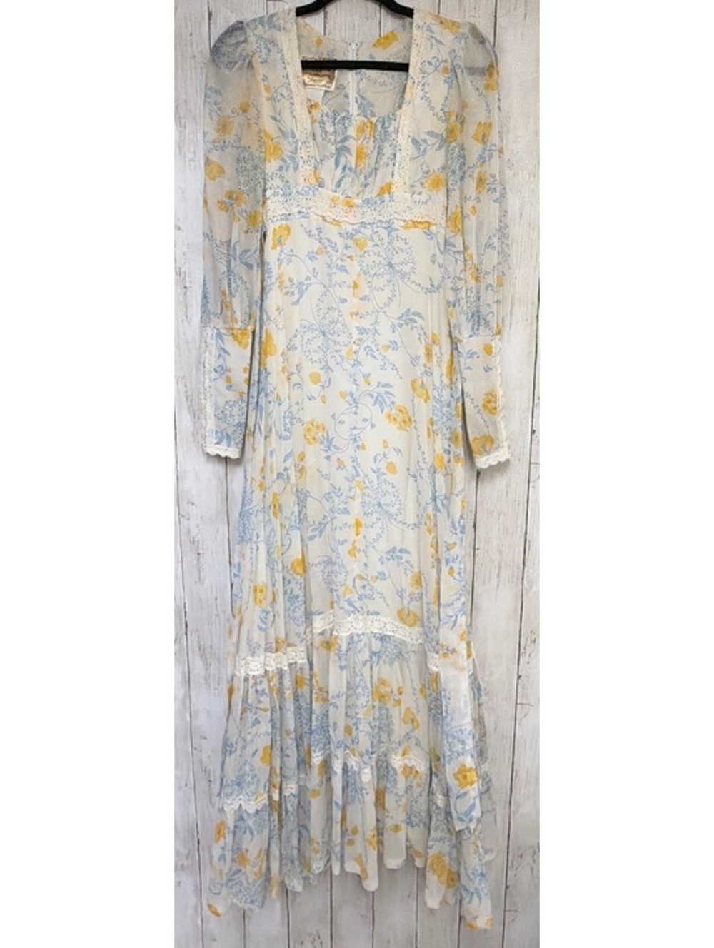 Gunne Sax by Jessica Vintage Floral Lace Maxi Dress